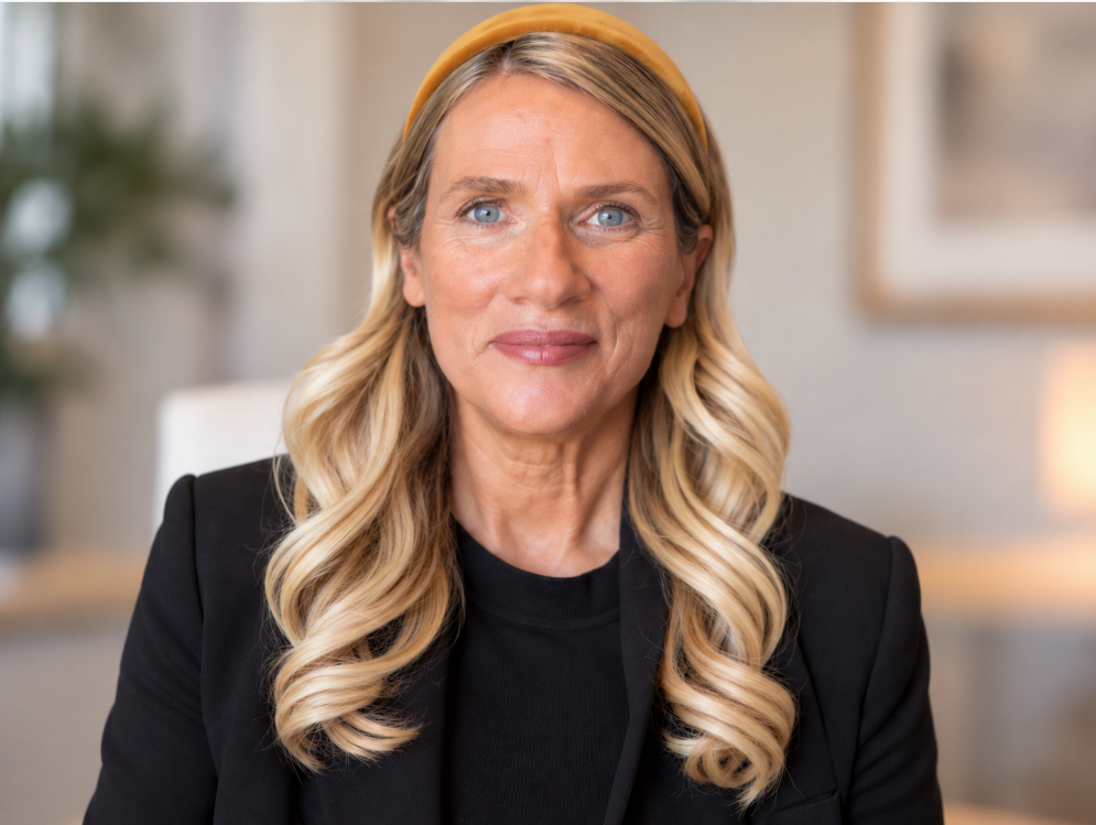 Corie Adams in her approved black-blazer portrait